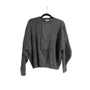 OYUN Baby Alpaca Mulberry Silk Ribbed Knit Sweater Charcoal Grey XS/S